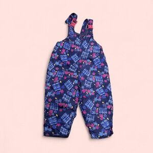 Vintage Toddler Kid Snow Suit Pant Overalls Okie Dokie 4T Purple Floral Girls